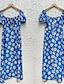 abordables Robes à motifs-Femme Robe casual Robe Trapèze Floral Pois Fendu Imprimer Col Carré Robe mi-longue mode Décontractées du quotidien Vacances Manche Courte Eté