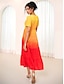 levne Šaty s potiskem-Dámské Šifón Šifonové šaty Áčkové šaty Tónované Zářící barvy Vrstvené Do V Maxi šaty Havajské stylové Dovolená Krátký rukáv Léto
