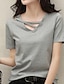 ieftine Bluze simple pentru femei-Tricou Pentru femei Negru Alb Galben Simplu Sexy Stradă Zilnic Modă În V Fit regulat M
