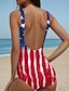 cheap One-piece swimsuits-Women&#039;s Swimwear One Piece Swimsuit American Flag Print Beach Wear Summer