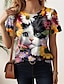 cheap Women&#039;s T-shirts-Women&#039;s T shirt Tee Animal Dog Daily Stylish Short Sleeve Crew Neck Yellow Summer