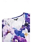 preiswerte Blumen-T-Shirt-Damen T Shirt Blumen Modisch Kurzarm V Ausschnitt Normale Oberteile Täglich Bedruckt Marineblau Blau Purpur Sommer