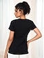 Χαμηλού Κόστους Γυναικεία T-Shirts-Γυναικεία Μπλουζάκι Σκέτο Με Βολάν Πάρτι Καθημερινά Στυλάτο Βασικό Κοντομάνικο Λαιμόκοψη U Μαύρο Καλοκαίρι