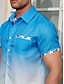 billige hawaiianske skjorter i revers til mænd-Hældning Afslappet Herre Skjorte udendørs Gade Afslappet / Hverdag Sommer Aftæpning Kortærmet Gul Lyserød Blå S M L Skjorte