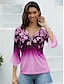 billige Bluser og skjorter til kvinner-Dame Skjorte Bluse Blomstret Fargegradering Knapp Trykt mønster Ferie Grunnleggende Neon og lyst 3/4 ermer Rund hals Rosa