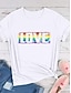 billiga T-shirts för damer-Dam T-shirt Kärlek Regnbåge Mönster Dagligen Helgen Mode Kortärmad Rund hals Svart Sommar