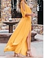 cheap Plain Dresses-Women&#039;s Casual Dress Maxi Dress Chiffon Backless Split Date Vacation Streetwear Maxi V Neck Half Sleeve White Yellow Red Color