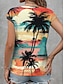 voordelige Dames T-shirts-Dames Singlet Ombre Afdrukken Vakantie Hawaii Mouwloos V-hals Khaki Zomer