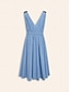 cheap Casual Dress-Cotton V Neck Midi Dress