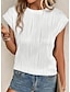 cheap Women&#039;s T-shirts-Women&#039;s Tunic Plain Lace Daily Vacation Fashion Short Sleeve Crew Neck White Summer