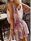 זול שמלות עם הדפס-בגדי ריקוד נשים שמלת קז&#039;ואל שמלת סליפ פרחוני פס דפוס רצועות ספגטי שמלת מיני יום יומי בוהו יומי פגישה (דייט) ללא שרוולים קיץ