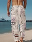 cheap Printed Pants-Men&#039;s Hawaiian Pants Trousers 3D Print Straight Leg Trousers Mid Waist Drawstring Elastic Waist Holiday Beaches Summer Spring Fall Relaxed Fit Inelastic