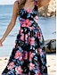 abordables Vestidos estampados-Mujer Poliéster Floral Frunce Cuello Barco vestido largo vestido largo Verano