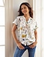 abordables Blusas y camisas de mujer-Mujer Camisa Blusa Floral Botón Estampado Manga Corta Escote en Pico Blanco Verano