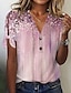 preiswerte T-Shirts für Damen-Damen T Shirt Taste Ausgeschnitten Bedruckt Täglich Wochenende Basic Kurzarm V Ausschnitt Rosa