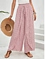 abordables jambe large et taille haute-Femme Ample Pantalon Vêtement de rue Décontractées Longue Taille haute Géométrique Poche Imprimé Conception de cordon élastique Respirabilité Doux Micro-élastique Vacances Plein Air Usage quotidien