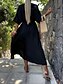 voordelige Jurken-Dames Zwart Wit Abrikoos Zomer Lente Halflange jurk Linnen-geïnspireerde jurken Basic Casual Vakantie Dagelijks Ruim Passend Effen V-hals