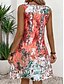 ieftine Rochii Art&amp;Design-WOMEN&#039;S MINI DRESS PETITE DRESS T SHIRT DRESS TEE DRESS SHIFT DRESS TANK DRESS BOHEMIA STYLISH SEXY VACATION CASUAL BEACH REGULAR FIT FLORAL SLEEVELESS U NECK COLOURFUL LIGHT PURPLE PURPLE