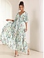 cheap Print Dresses-Women&#039;s Polyester Floral V Neck Flutter Sleeve Midi Dress Short Sleeve Summer