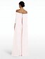 ieftine albastru-Rochie elegantă de seară tip sheath Rochie formală tren sweeping  brush fără mâneci guler cu bijuterii crepe elastic cu fundă /