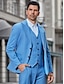 cheap Suits-Dusty Blue Men&#039;s Wedding Party Suits Solid Colored 3 Piece Dress Tailored Fit Single Breasted Two-buttons 2024