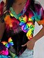 billige Dyr tee-Dame T-shirt Sommerfugl Basale Kortærmet V-hals Almindelige toppe Daglig Weekend Trykt mønster Gul Blå Lyseblå Sommer