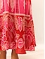 cheap Print Dresses-Women&#039;s Polyester Graphic Tiered Bow V Neck Puff Sleeve Maxi Dress Elegant Stylish Vacation 3/4 Length Sleeve Summer