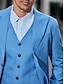 cheap Suits-Dusty Blue Men&#039;s Wedding Party Suits Solid Colored 3 Piece Dress Tailored Fit Single Breasted Two-buttons 2024