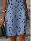 cheap Print Dresses-Women&#039;s Casual Dress Shift Dress Midi Dress Blue Green Short Sleeve Leaf Print Fall Spring Summer V Neck Basic Daily Vacation Summer Dress 2023 S M L XL XXL XXXL