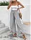 abordables jambe large et taille haute-Femme Ample Pantalon Vêtement de rue Décontractées Longue Taille haute Géométrique Poche Imprimé Conception de cordon élastique Respirabilité Doux Micro-élastique Vacances Plein Air Usage quotidien