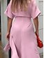 cheap White Casual Dresses-Women&#039;s Shirt Dress Casual Dress Sheath Dress Midi Dress Date Vacation Basic Modern Shirt Collar Ruched Button Short Sleeve Summer Spring Loose Fit Plain