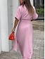 cheap White Casual Dresses-Women&#039;s Shirt Dress Casual Dress Sheath Dress Midi Dress Date Vacation Basic Modern Shirt Collar Ruched Button Short Sleeve Summer Spring Loose Fit Plain