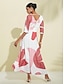 cheap Print Casual Dress-Satin Pocket Floral V Neck Maxi Dress