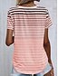 abordables T-shirts Femme-Femme T shirt Rayé Décontractées Manche Courte Col Ras du Cou Hauts réguliers du quotidien Imprimer Rose Claire Bleu Violet Eté