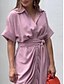 cheap White Casual Dresses-Women&#039;s Shirt Dress Casual Dress Sheath Dress Midi Dress Date Vacation Basic Modern Shirt Collar Ruched Button Short Sleeve Summer Spring Loose Fit Plain