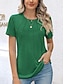 tanie gładka koszulka-Damskie Podkoszulek Równina Codzienny Krótki rękaw Półgolf Zwykłe topy Codzienny Niebieski Biały Fioletowy Zielony Lato