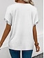 billige Boho t-skjorte-kvinners t-skjorte boho kortermet vanlige topper v-hals daglig hvit sommer