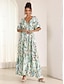 cheap Print Dresses-Women&#039;s Polyester Floral V Neck Flutter Sleeve Midi Dress Short Sleeve Summer