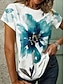 economico T-shirt floreale-maglietta da donna elegante casual stampa manica corta top regolari girocollo quotidiano bianco rosso verde estate