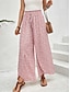abordables jambe large et taille haute-Femme Ample Pantalon Vêtement de rue Décontractées Longue Taille haute Géométrique Poche Imprimé Conception de cordon élastique Respirabilité Doux Micro-élastique Vacances Plein Air Usage quotidien