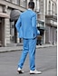 cheap Suits-Dusty Blue Men&#039;s Wedding Party Suits Solid Colored 3 Piece Dress Tailored Fit Single Breasted Two-buttons 2024