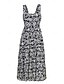 cheap Vacation Dresses-Women&#039;s Maxi Dress Floral Print Sleeveless Square Neckline Casual Summer A-Line Blue and White Lightweight Fabric Garden Party Beachwear Versatile Sizes