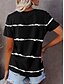 abordables T-shirt rayé et géométrique-t-shirt femme décontracté imprimé manches courtes hauts réguliers col en V quotidien noir rose bleu été