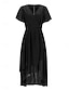 voordelige Chiffon Jurken-Dames Maxi-jurk Cocktail jurk Bruiloft gast jurk Chiffon jurk A lijn jurk Elegant Formeel Werk Cocktailparty Normale pasvorm Korte mouw V-hals Zwart Wit Blozend Roze Koningsblauw Zomer