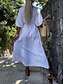 voordelige Jurken-Dames Zwart Wit Abrikoos Zomer Lente Halflange jurk Linnen-geïnspireerde jurken Basic Casual Vakantie Dagelijks Ruim Passend Effen V-hals