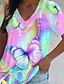 economico T-shirt Tie Dye e Gradiente-Per donna Maglietta Grafico Farfalla Tinta a nodi Essenziale Neon &amp; Luminoso Manica Corta Scollo a V Top Regolari Ferie Weekend Stampato Giallo Rosa Blu Verde Azzurro