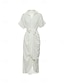 cheap White Casual Dresses-Women&#039;s Shirt Dress Casual Dress Sheath Dress Midi Dress Date Vacation Basic Modern Shirt Collar Ruched Button Short Sleeve Summer Spring Loose Fit Plain