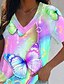 economico T-shirt Tie Dye e Gradiente-Per donna Maglietta Grafico Farfalla Tinta a nodi Essenziale Neon &amp; Luminoso Manica Corta Scollo a V Top Regolari Ferie Weekend Stampato Giallo Rosa Blu Verde Azzurro