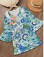 ieftine Rochii boho-Pentru femei Rochie Mini Rochie Semi Formala Rochie Mini Rochie de Vară Rochie A line Stilat Mânecă cu volan Mânecă evazată Vacanță Fit regulat Imprimeu Paisley Lungime Manșon 3/4 În V Magenta Verde