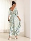 cheap Print Dresses-Women&#039;s Polyester Floral V Neck Flutter Sleeve Midi Dress Short Sleeve Summer